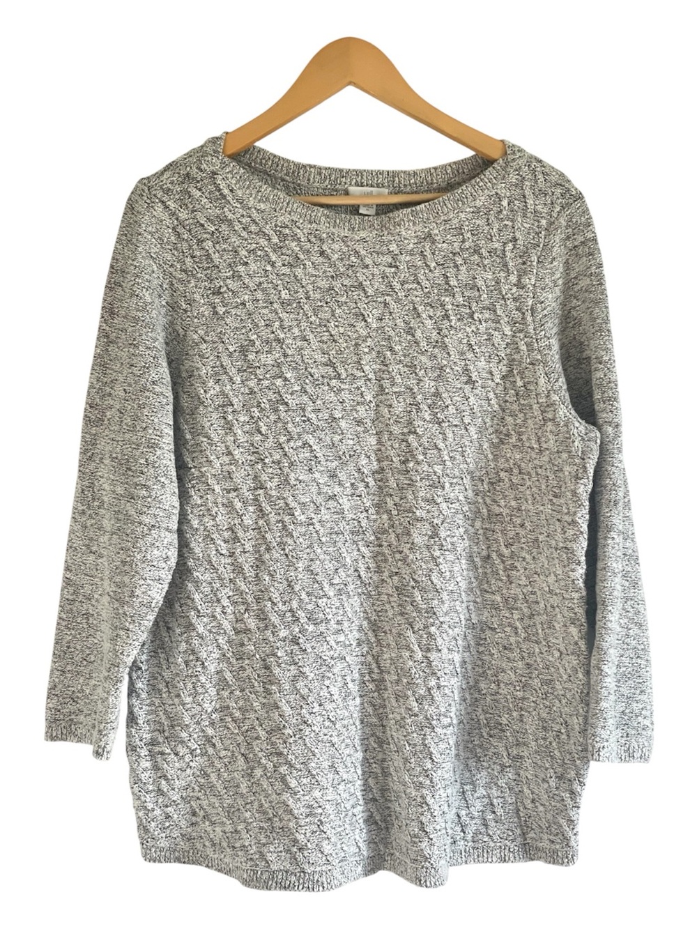 J. Jill Womens Pullover Knit Sweater Gray Marled 3/4 Sleeve Stretch Coastal XL